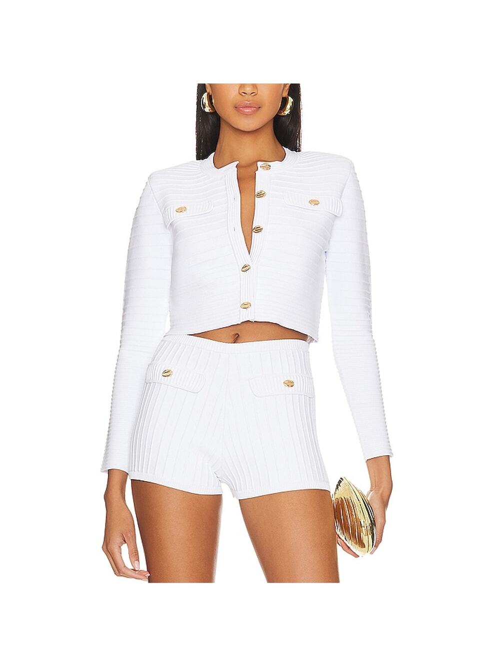 Retrofete Ribbed White Yolanda Cardigan Size XS